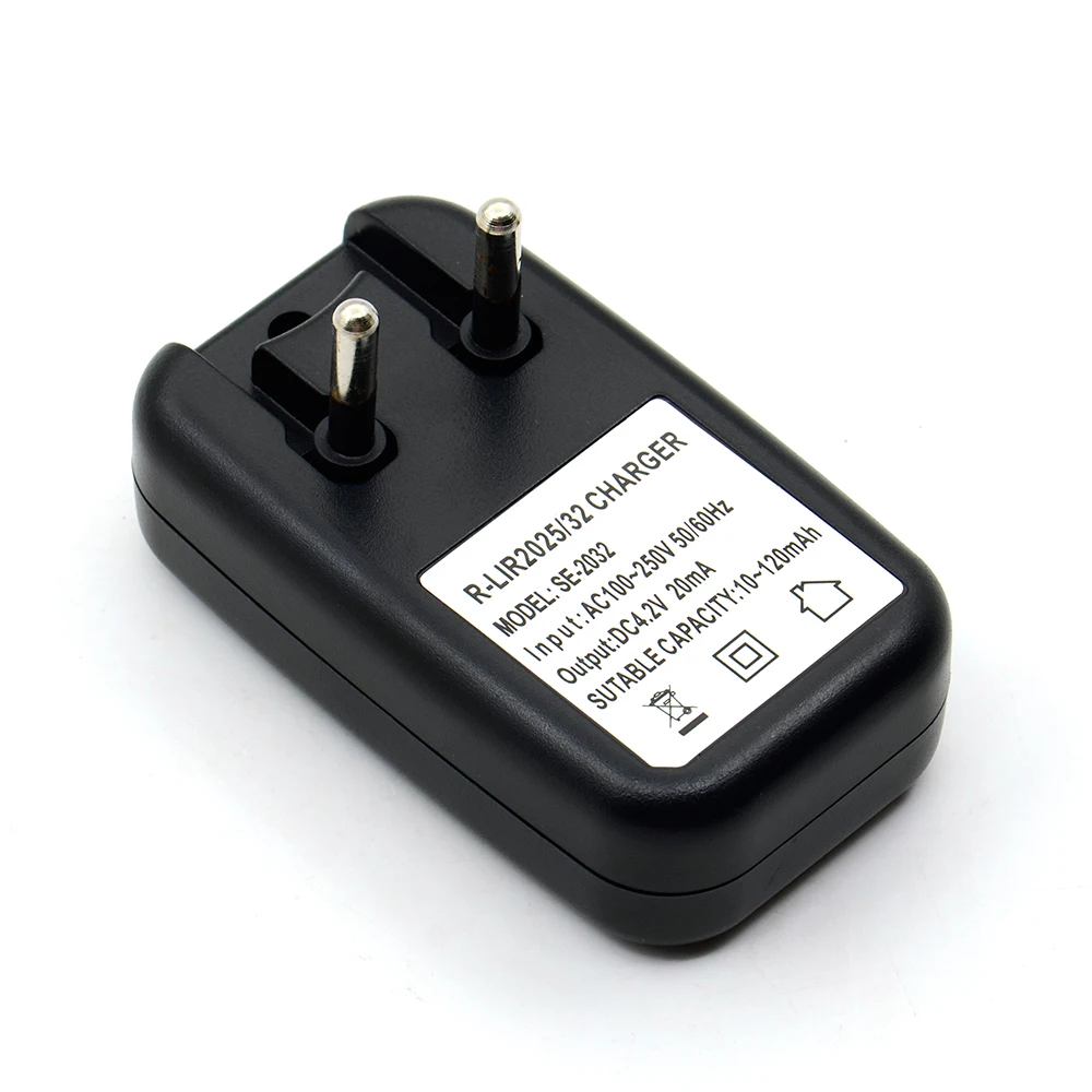 EU Plug Li-ion LIR2032 LIR ML2032 ML CR2032 Coin Button Cell Battery Adapter Charger Fast Charging for coin cell battery charger