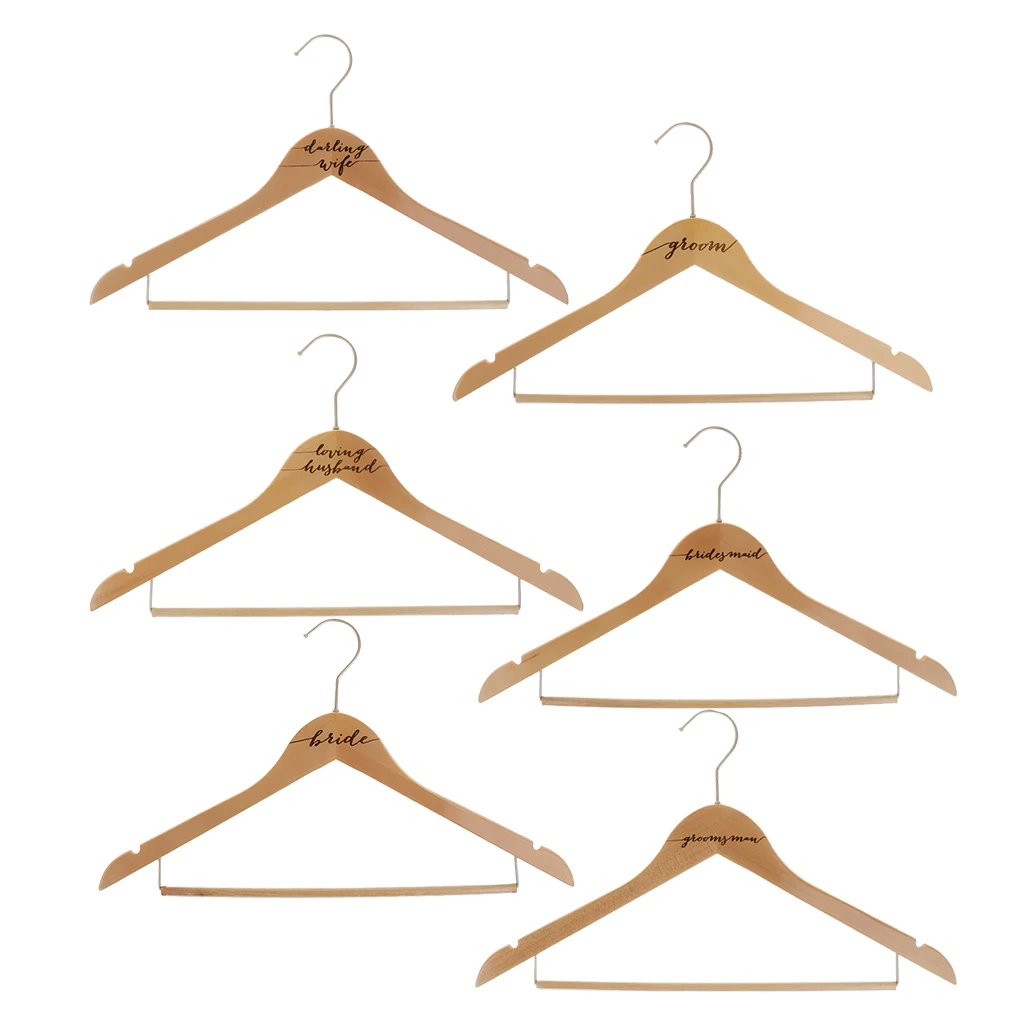 Vintage Engraved Wedding Wooden Hanger Wardrobe Organizer Bride/Groom/Bridesmaid/Groomsman/Darling Wife/Loving Husband