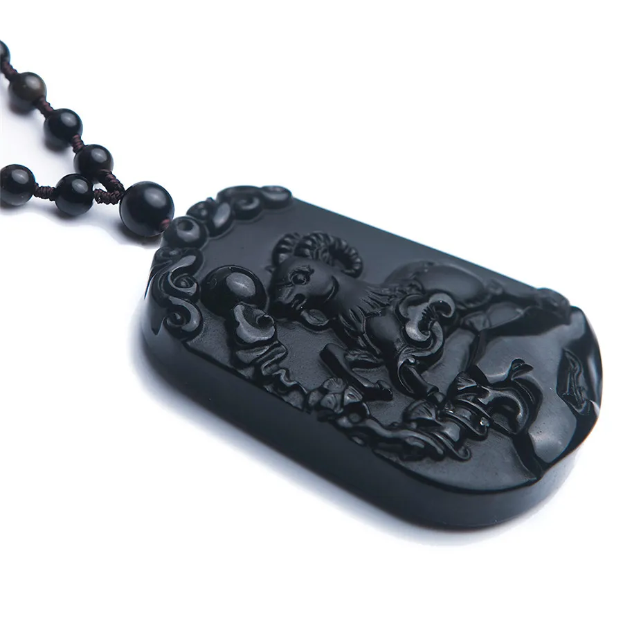 

100% Natural Black Obsidian Dragon Drop Pendant Amulet Lucky Auspicious Pendant Necklace Jewelry For Women Men 49*33*10mm