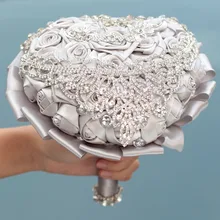 Брошь невесты Букет Серебряный в форме сердца для свадебного букета со стразами Свадебные букеты модные свадебные аксессуары