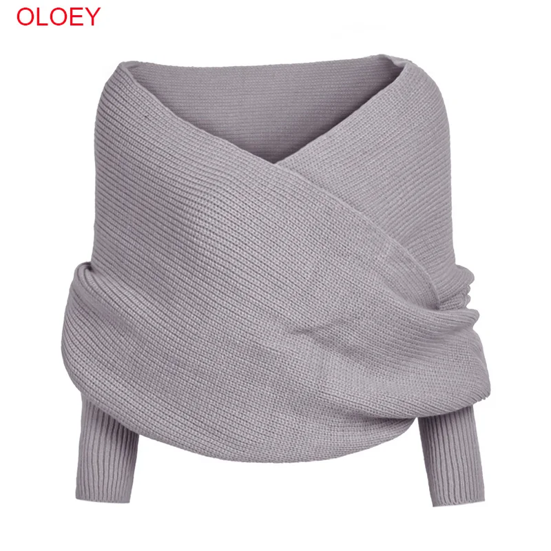 OLOEY Long Sleeve Sweaters Women 2019 Autumn Sexy Off Shoulder Wrap Knitted Sweaters Tops V Neck Slim Pullovers Jumper Shawl OLOEY Long Sleeve Sweaters Women 2019 Autumn Sexy Off Shoulder Wrap Knitted Sweaters Tops V Neck Slim Pullovers Jumper Shawl