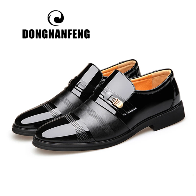 

DONGNANFENG Men's Male Casual Business British Genuine Leather Work Slip On Spring Autumn Footwear Handmade Size 38-44 GR-9603