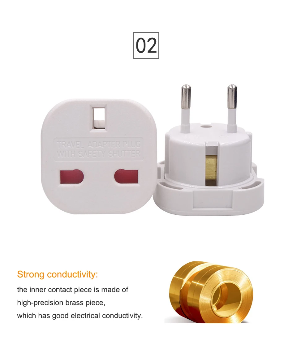 UK to European Euro EU AC Travel Charger Adapter Plug Outlet Converter Adapter power conversion plug Universal mobile phone (8)