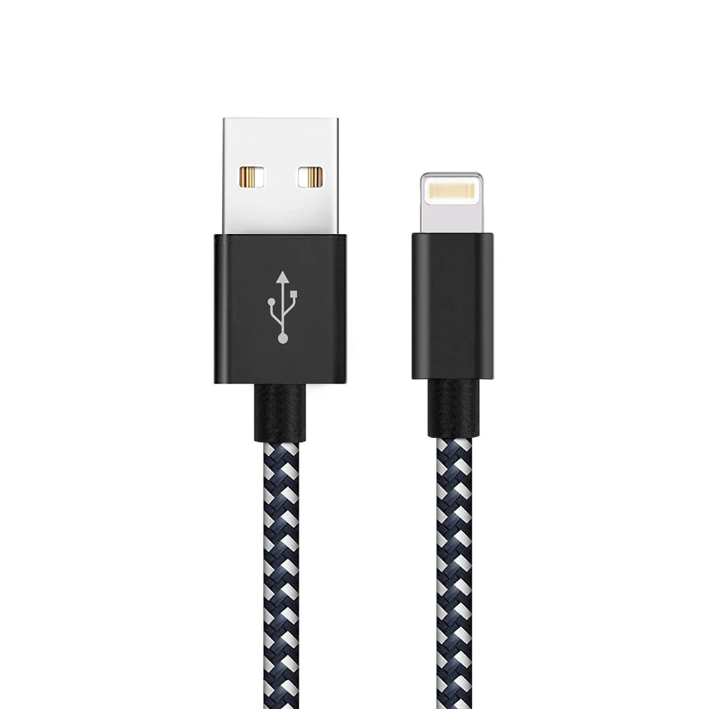 [3 шт. в упаковке] USB кабель 5 в 2,1 Быстрая зарядка к USB кабель Suntaiho нейлоновая оплетка USB кабель для передачи данных и зарядки для iPhone 7 - Цвет: Black white