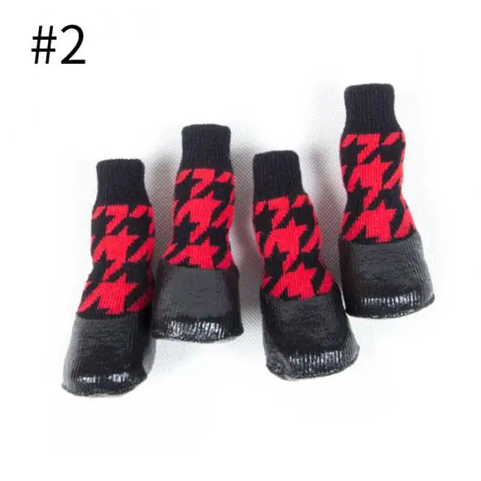 4 шт. обувь для домашних собак ботинки водонепроницаемые носки для щенков Нескользящие уличные ноги покрытие LXY9 FE21