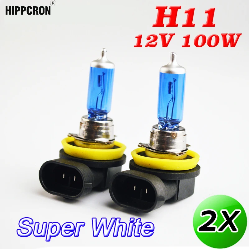 Hippcron из 2 предметов(1 пара) 12V 100W H11 галогенная лампа супер белый 5000 К кварцевые Стекло ксеноновые Темно-синий для автомобильных фар