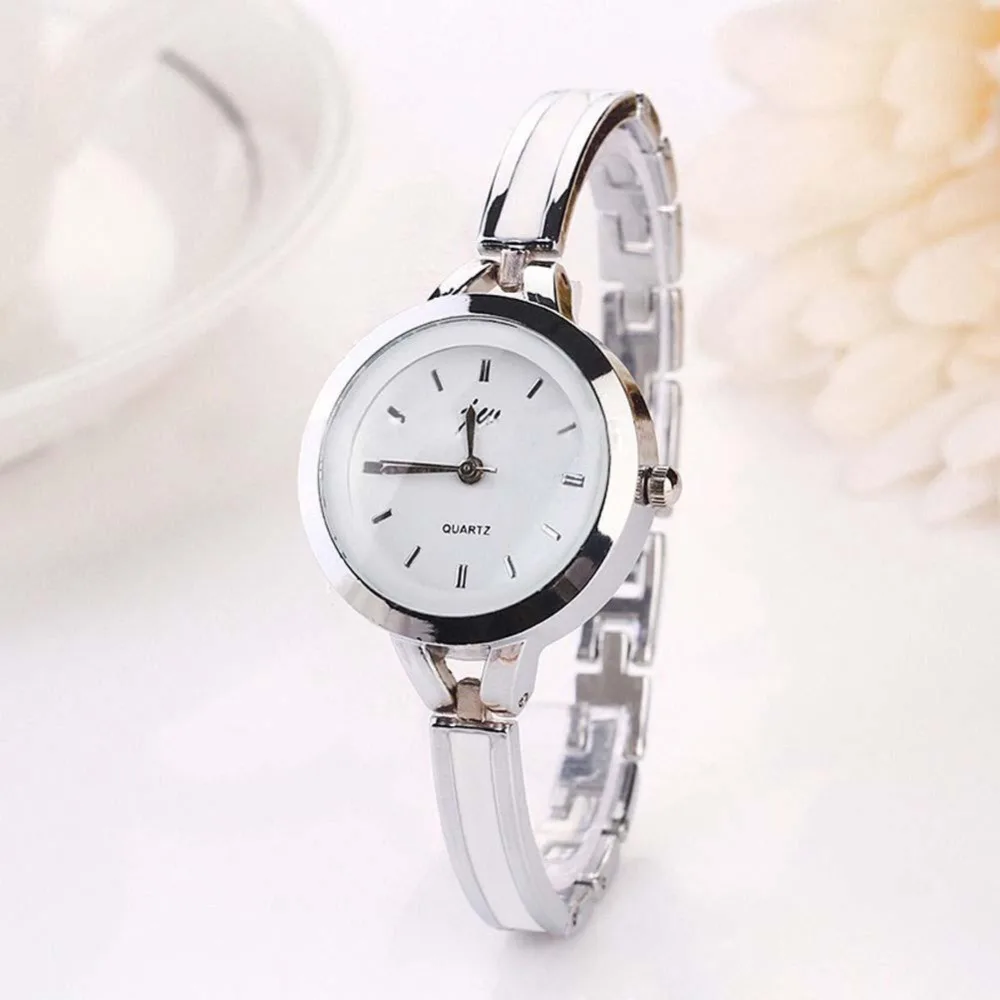 

Elegant Ladies Stainless Steel Bracelet Watch Analog Quartz Thin Band Women Round Dial Dress Silver Fashion Wrist Watches