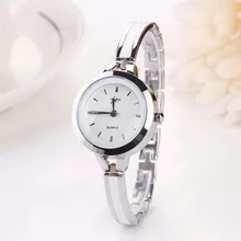 Elegant Ladies Stainless Steel Bracelet Watch Analog Quartz Thin Band Women Round Dial Dress Silver Fashion Wrist Watches