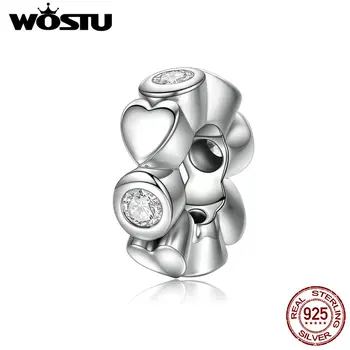 

100% 925 Sterling Silver Deep Love Heart Spacer Charm Fit Original WOST Beads Bracelet Authentic Jewelry Gift BKC131