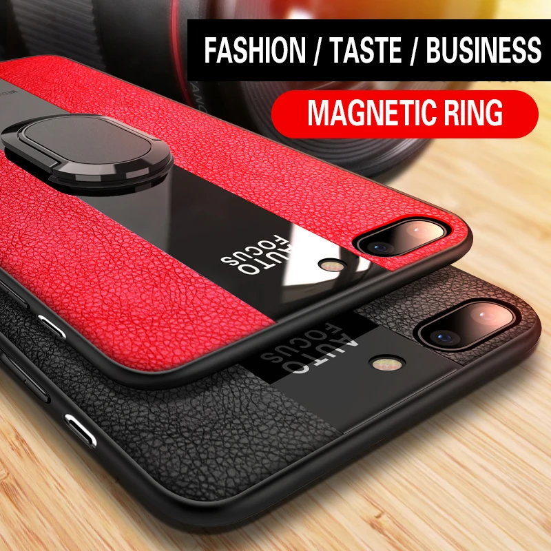 

Wholesale LOGO Car Magnetic ring holder Phone Case For Samsung Galaxy s8 Plus Leather PC Tpu case for Samsung s9 s10 lite Cover