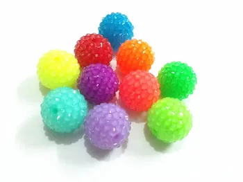

(Choose Color First) 20MM 100pcs /lot Neon Solid With Clear Rhinestone Beads