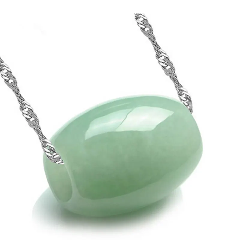 

KYSZDL Natural green stone Auspicious beads pendant plate 925 Silver necklace Jewelry gifts
