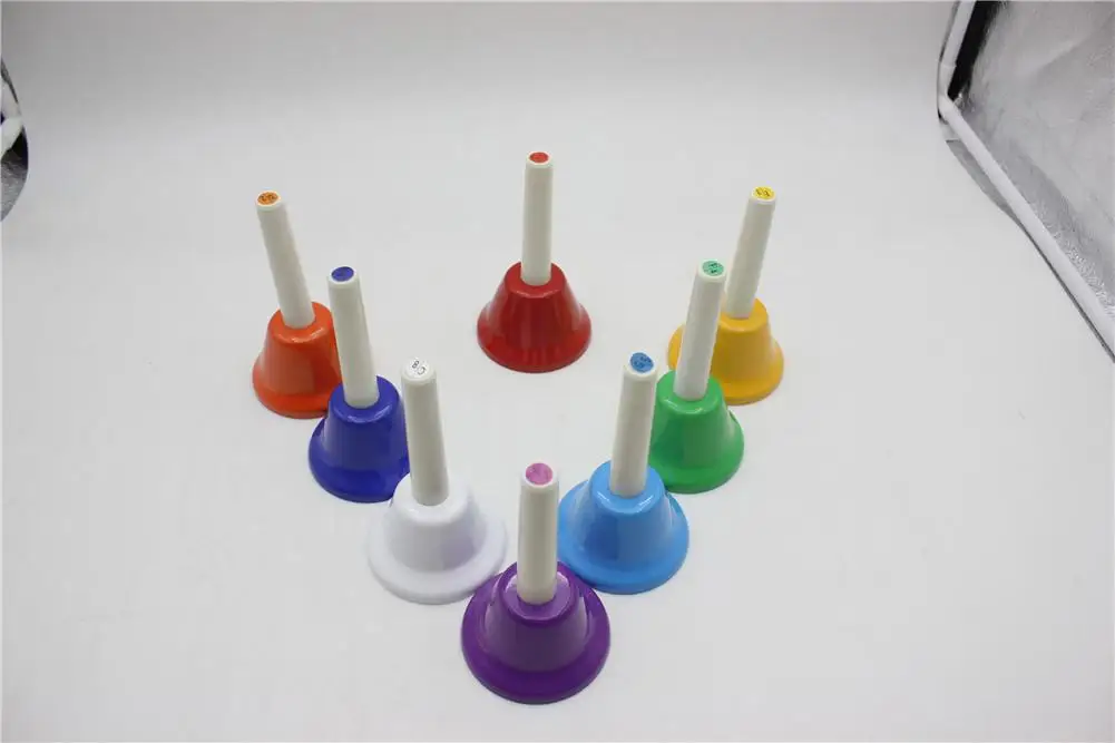 8pcs/set Hand Rattles 8 Tone Colorful Handbell Rattle Metal PVC Percussion Instrument Musical Gift