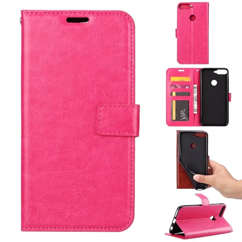 New For Huawei Y6 2018 PU Leather Case For Huawei Y6 2018 Case Filp Wallet Cover Silicone Fundas Card Slot Stand Phone Cases (18)