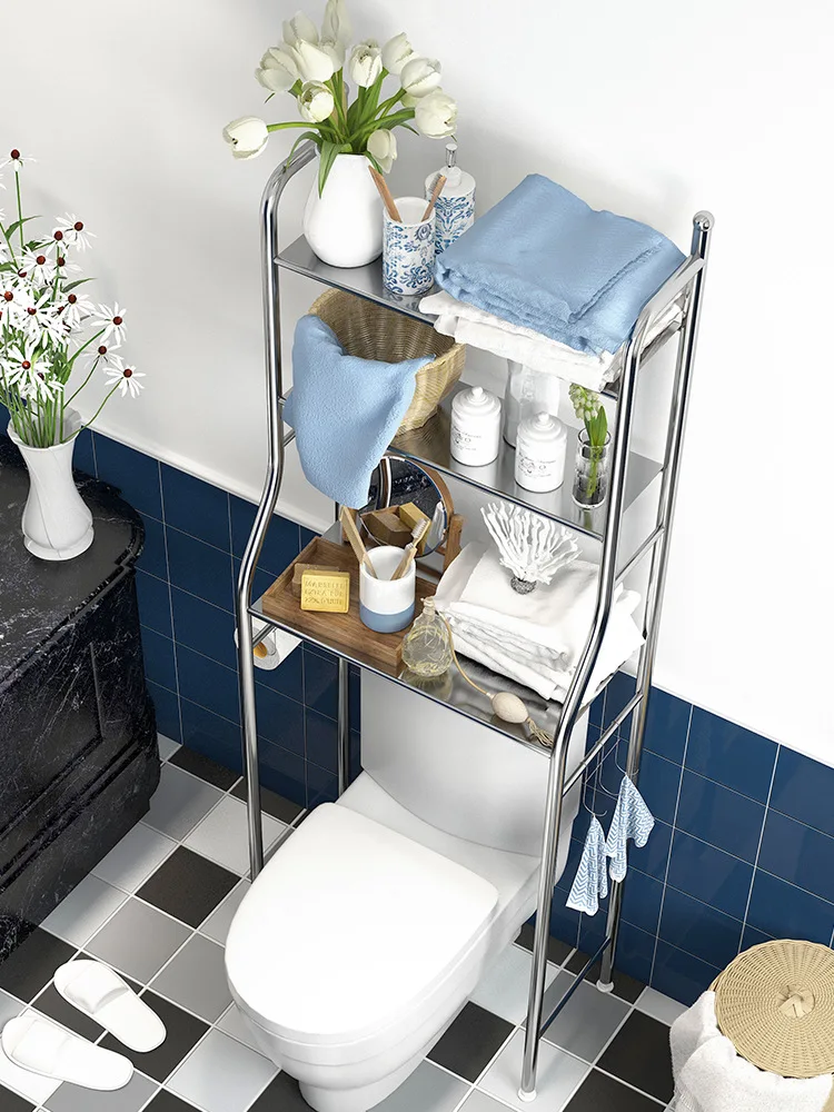 Us 60 82 20 Off Stainless Steel Bathroom Storage Shelf Floor Stand Washing Machine Toilet Organizer Shower Floor Storage Towel Rack Soap Holder In