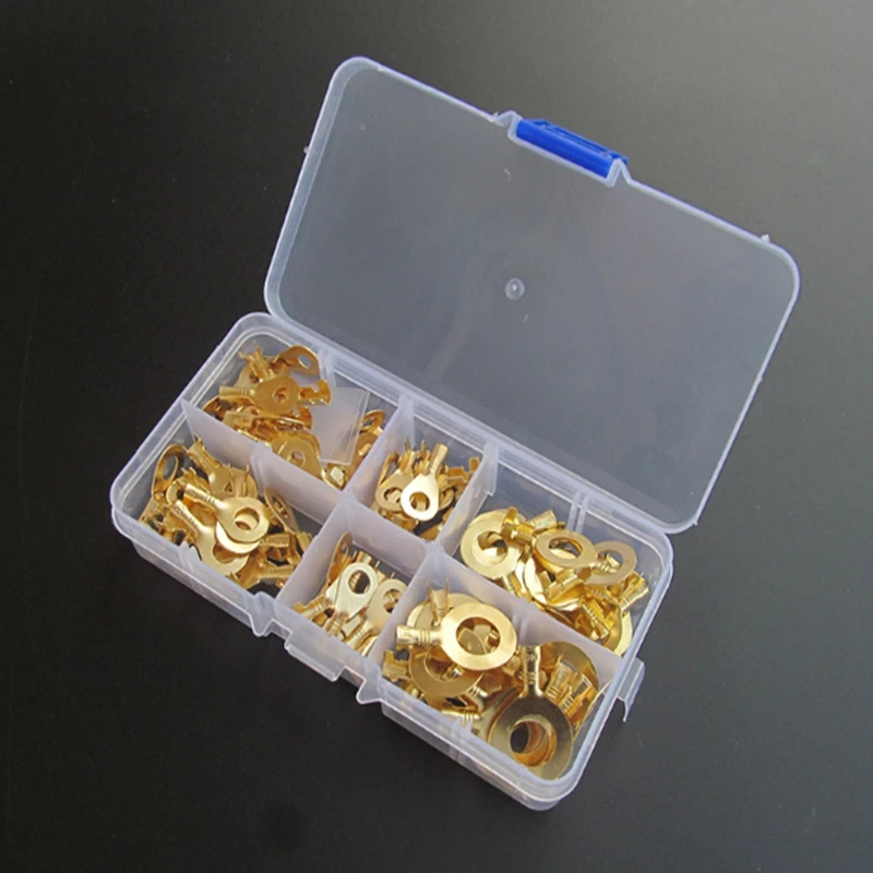 

100pcs DJ431 round terminal block O-type lug Round lug connector Wiring nose copper nose Combination set 4MM5MM6MM8MM10MM