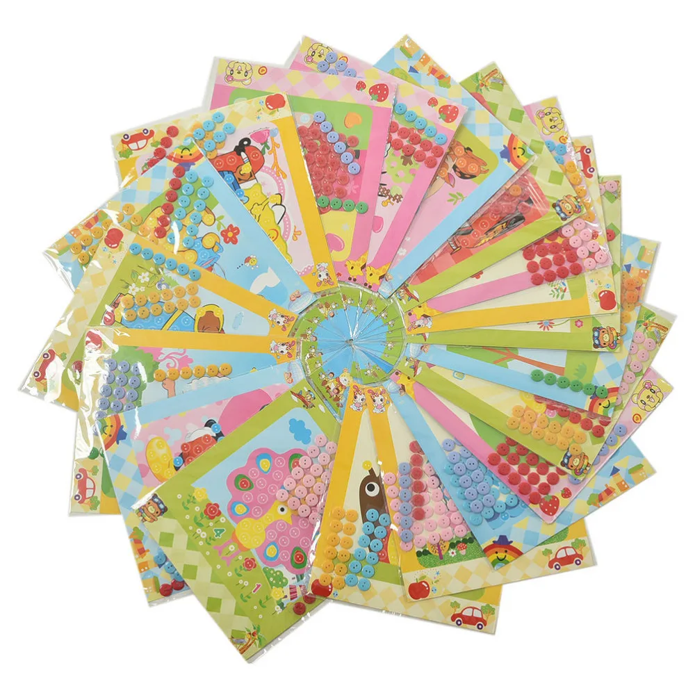 

Handmade toys for Over 3 Years Kid Children DIY Button to Craft Painting Kids Creative Sticky Art Educational