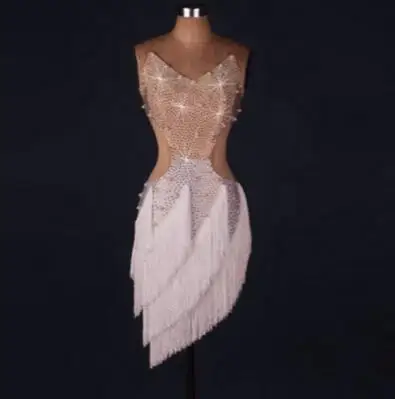 Женская юбка для латинских танцев, сексуальный Профессиональный костюм для латинских танцев с кисточками, платье для латинских танцев - Цвет: Picture Color