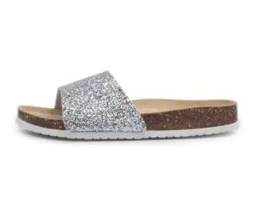 silver bling FeiYiTu/Летние Стильные пробковые шлепанцы с бантиком-бабочкой; женские модные вьетнамки на плоской подошве; женская новая пляжная обувь для отдыха; европейские размеры 35-41 - Цвет: silver bling