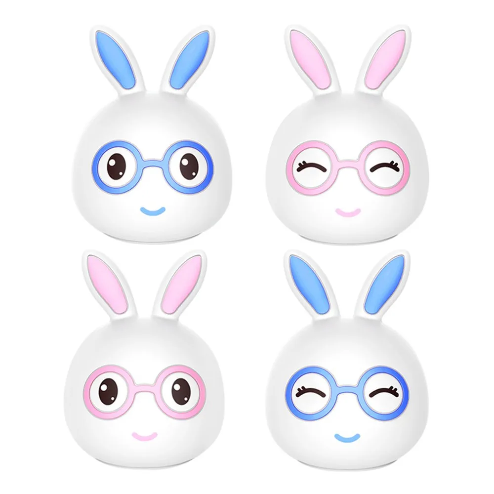 

Touch Sensor Colorful LED Rabbit Night Lamp Silicone Rabbit Baby Kids Bedside Night Light Tap Control Nightlight 4 Pattern