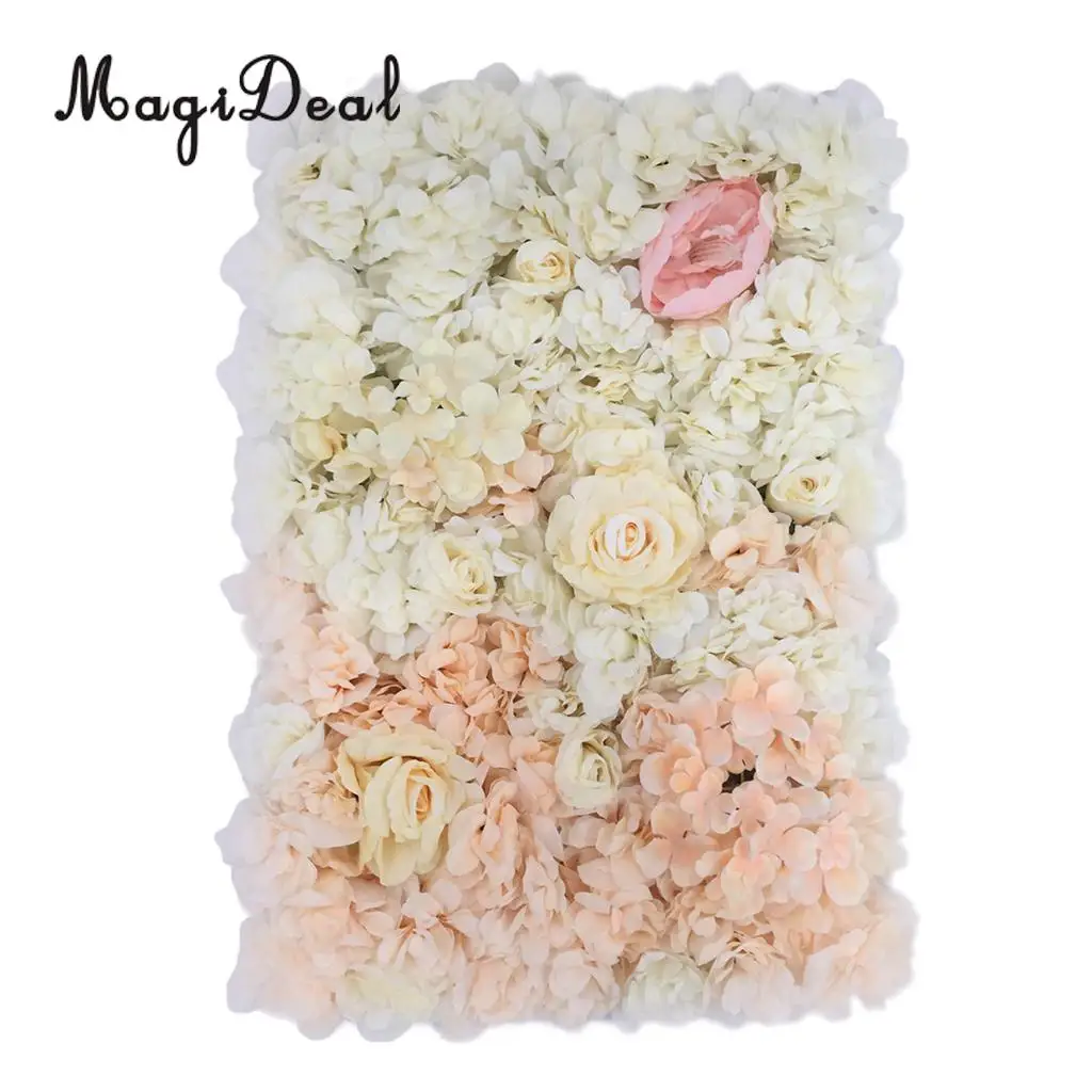 Romantic Artificial Flower Wall Panels Wedding Venue Roses Hydrangea Floral Decor Type A 5 Colors Choice	