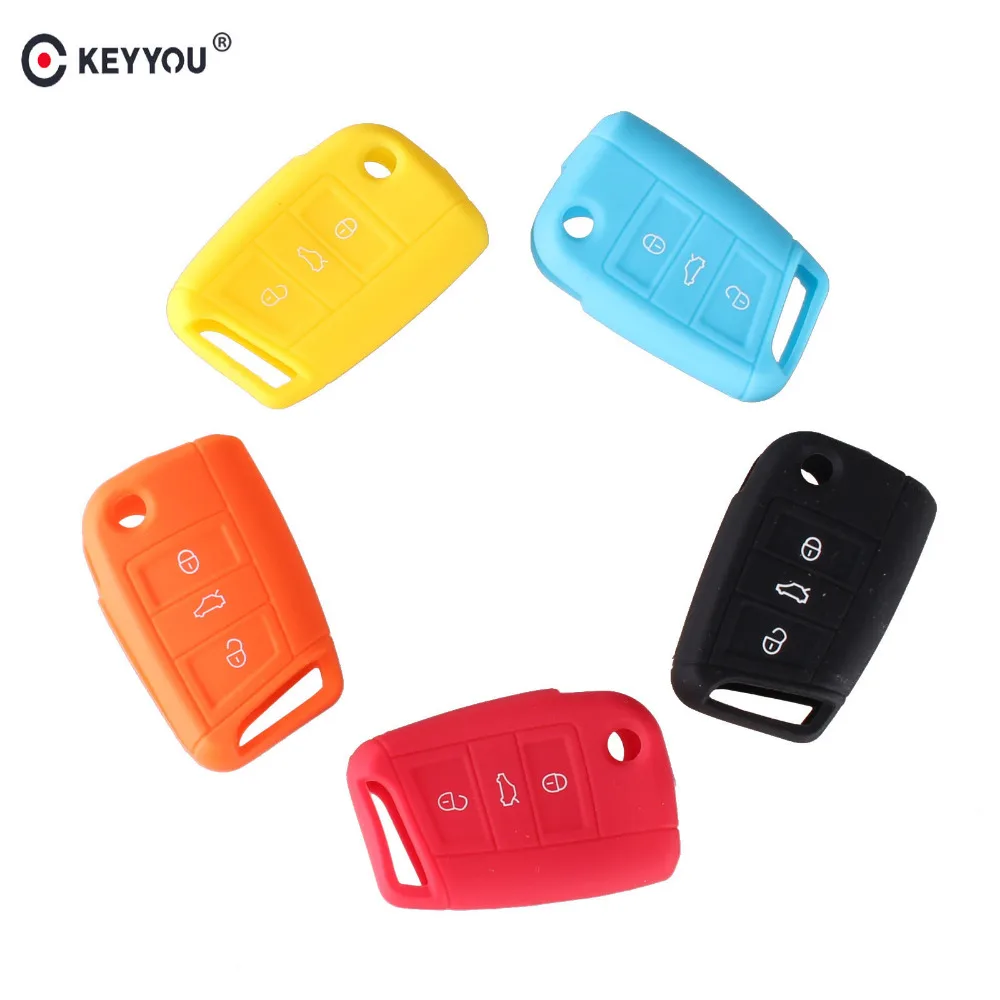 KEYYOU 3 BUTTON FOR VW GOLF MK7 SKODA OCTAVIA SEAT LEON COMBI CUPTRA REMOTE KEY SILICONE