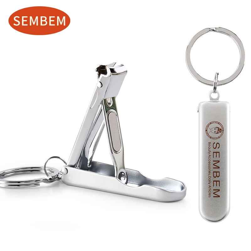 

SEMBEM 1pc Portable Nail Clipper Pocket Collapsible Fingernail Cutter with Nail File Key Ring Nail Trimmer Carbon Steel Clippers