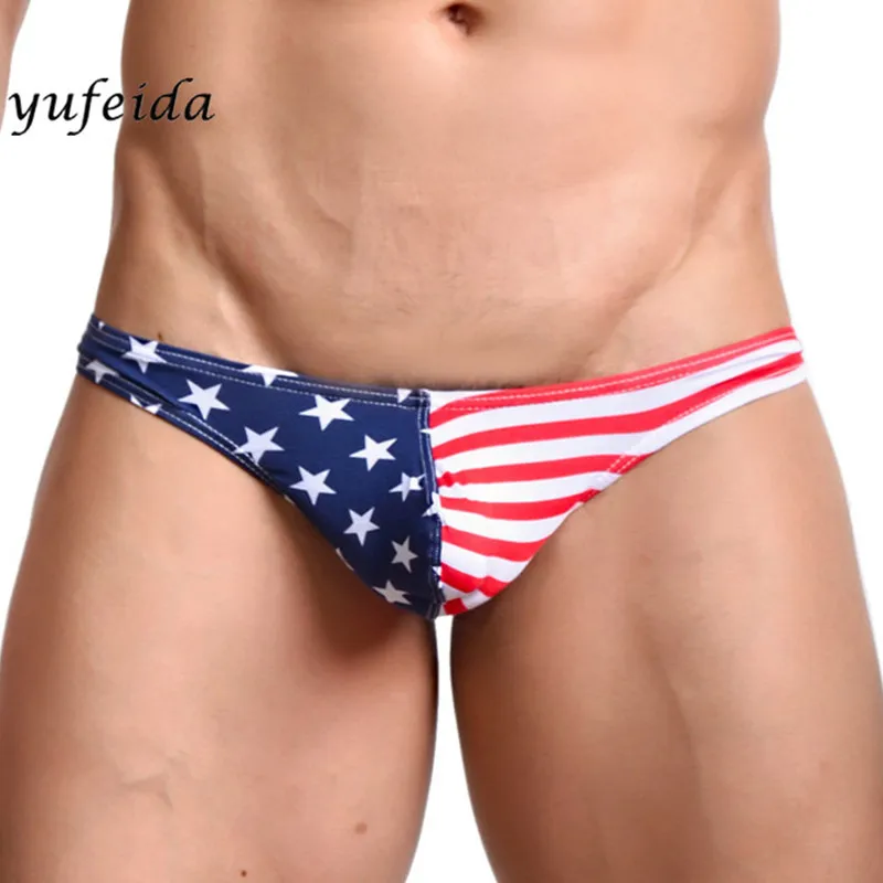 Для мужчин пикантные Jockstraps Нижнее белье Трусы Флаг США стринги бикини модный бренд Jockstraps G строки пениса Чехол Нижнее белье