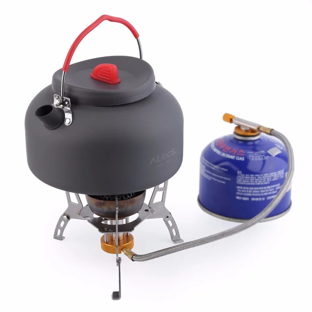 ALOCS 1.4L 1 Person Outdoor Cookware Aluminum Kettle Outdoor Camping Picnic Pot with Stainless Tea filter Ball In Bag CW-K03