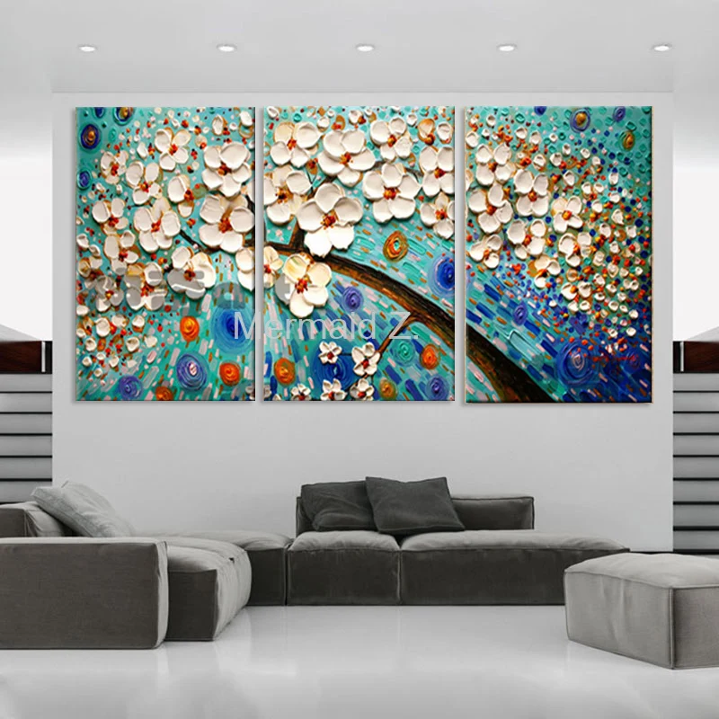 

Palette knife oil painting blooms hand-painted art abstract oil painting canvas decoration art wall pictures for living room