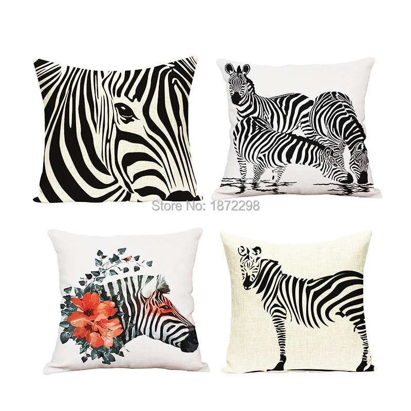 

Free shipping zebra pattern Black&White Style 40/45/50/55/60cm imitated Linen Digital Print Cushion Cover HT-PCILPC-J-T