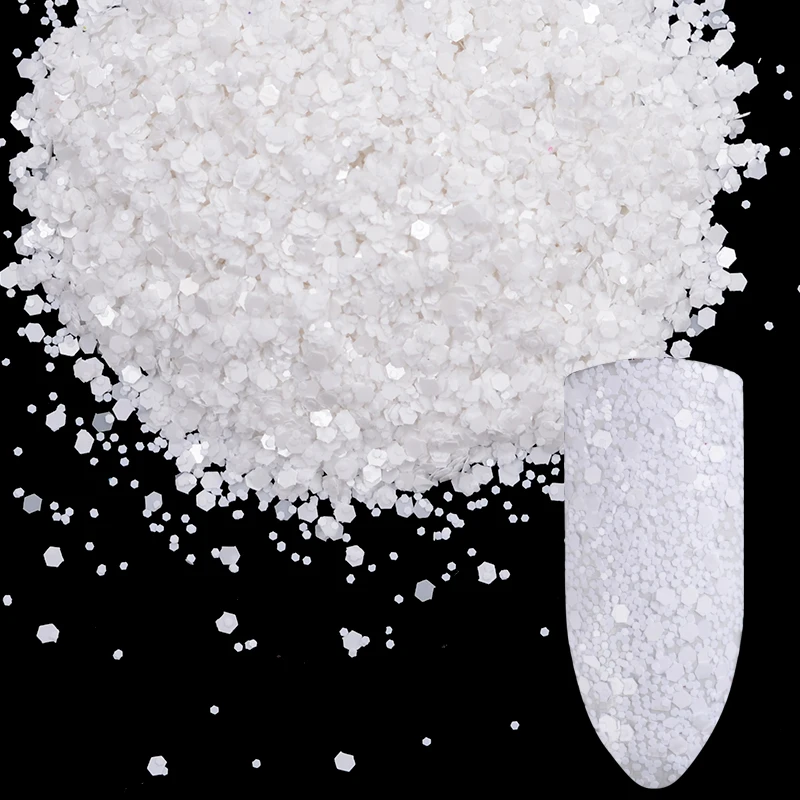 

1 Box Snow White Nail Glitter Paillette Sparkly Mixed Nail Sequins Tips Manicure Nail Art Decorations