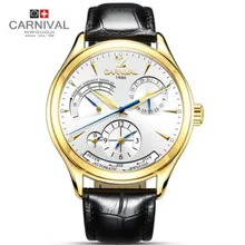 New Carnival energy display Men automatic mechanical Watches Luxury Brand Waterproof Watch military genuine leather strap montre guanqin new fashion automatic watch top brand luxury mechanical watches men energy display leather calendar waterproof men watch