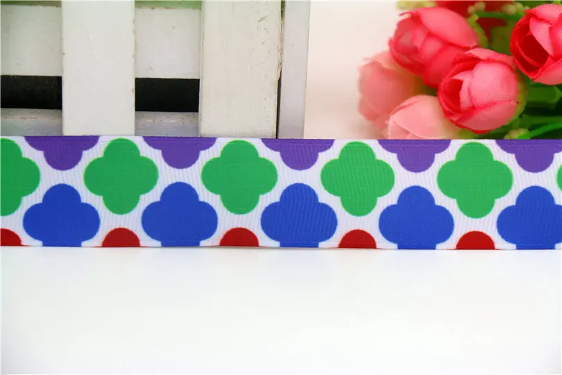 DHK 7/8 '' шеврон плед quatrefoil цвета напечатанные grosgrain ленты hairbow головной убор украшения оптом 22 мм S613