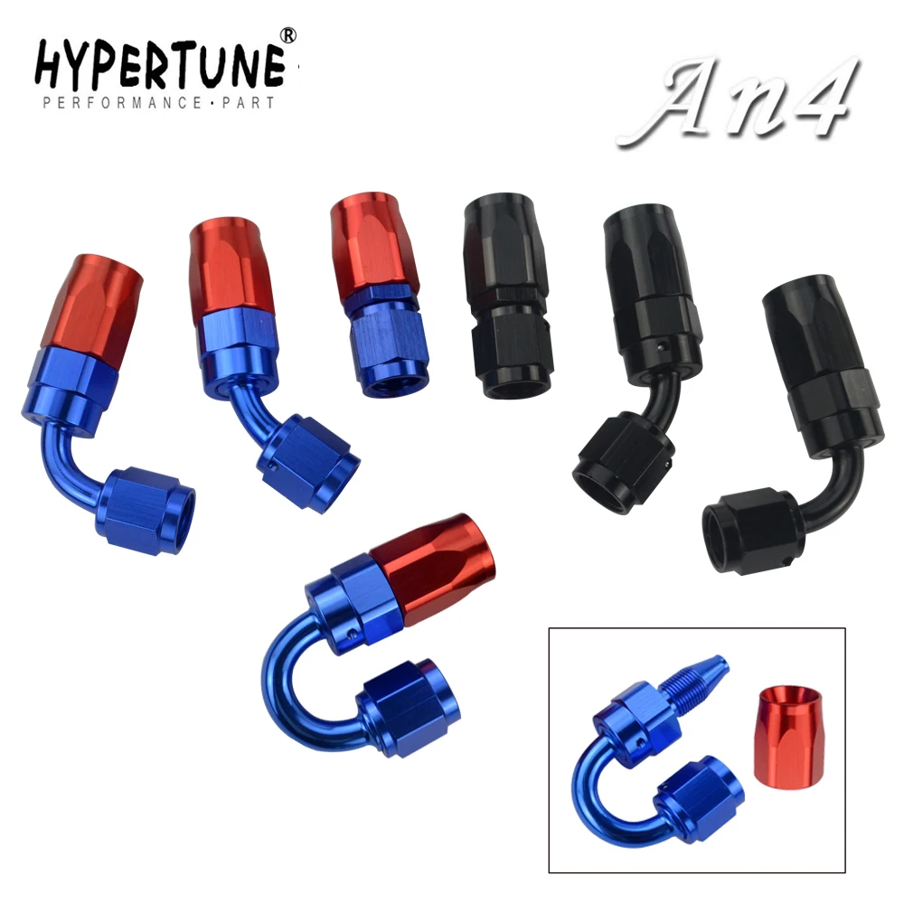 Hypertune 4 AN Прямой 45 90 180 градусов Алюминиевый Поворотный Шланг Концевой фитинг