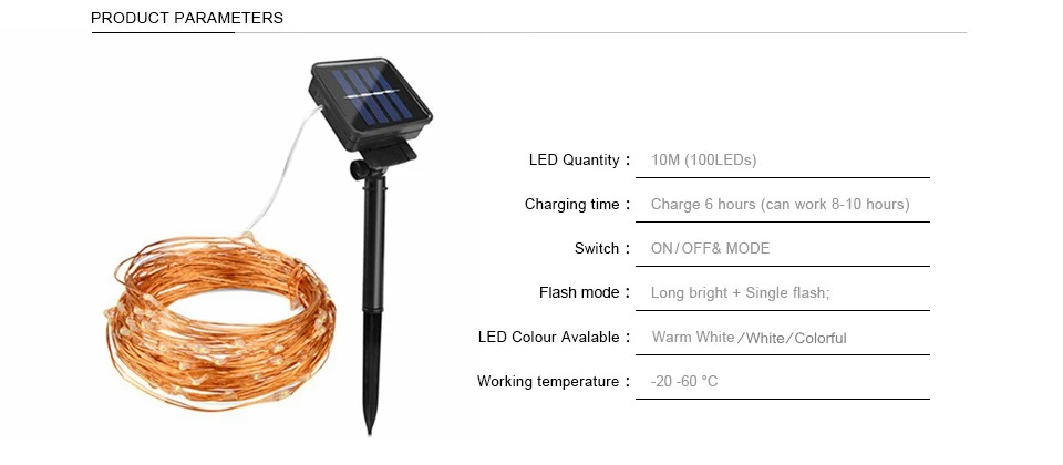 Гирлянда на солнечной батарее, 10 м, светодиодный светильник-Гирлянда для Рождественского украшения, для дома, вечерние, водонепроницаемые, ночные лампы, Рождественский Guirlande Navidad