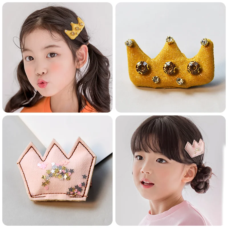 

2019 Hot Sale Children New Hair Clips Cute Crown Flowers Safety Barrettes BB Clip Little Girls Gifts Kids Hair Accessories