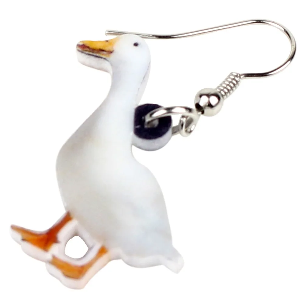 WEVENI Acrylic Snowy Duck Quacker Fowl Earrings Big Long Dangle Drop Novelty Farm Animal Jewelry For Women Girls Teens Wholesale