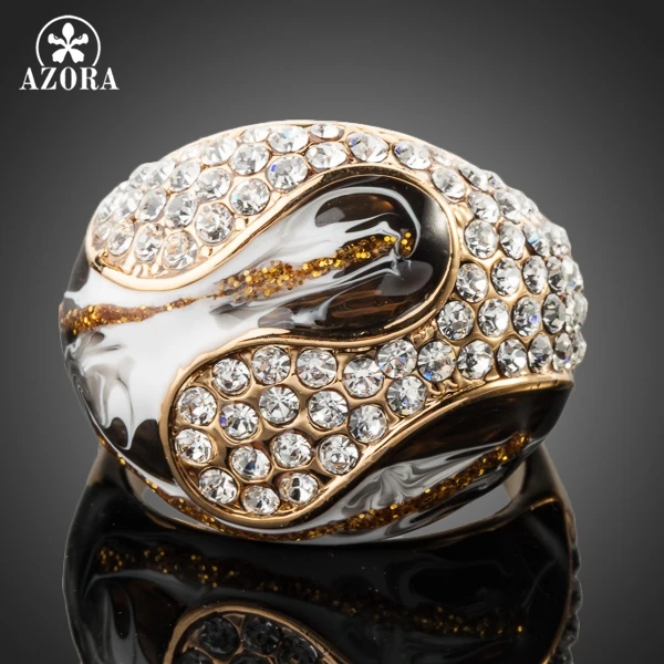 

AZORA Gold Color Stellux Austrian Crystal Oil Painting Pattern Ring TR0090