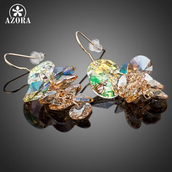 AZORA Unique Design Gold Color Stellux Austrian Crystal Water Drop Drop Earrings TE0083