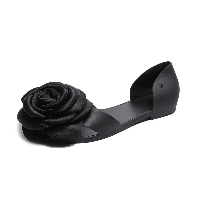 

Sandals female summer flat wild Korean version of the big flower fish mouth shoes jelly sandals students women's shoes