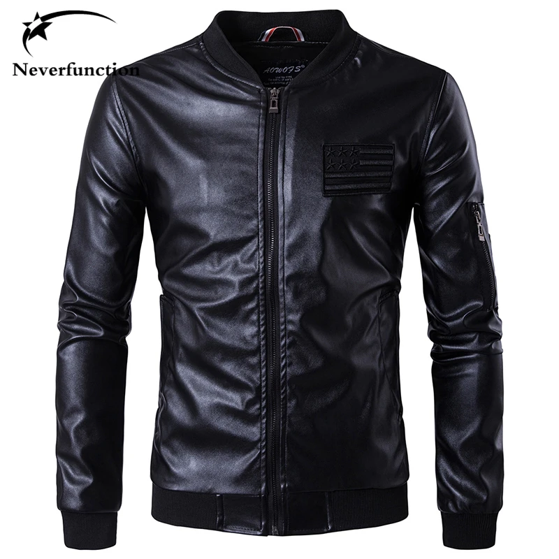 

High quality men new Casual Windbreak Biker PU Faux Leather Jackets Motorcycle Slim Waterproof men bomber jackets Plus Size 5XL