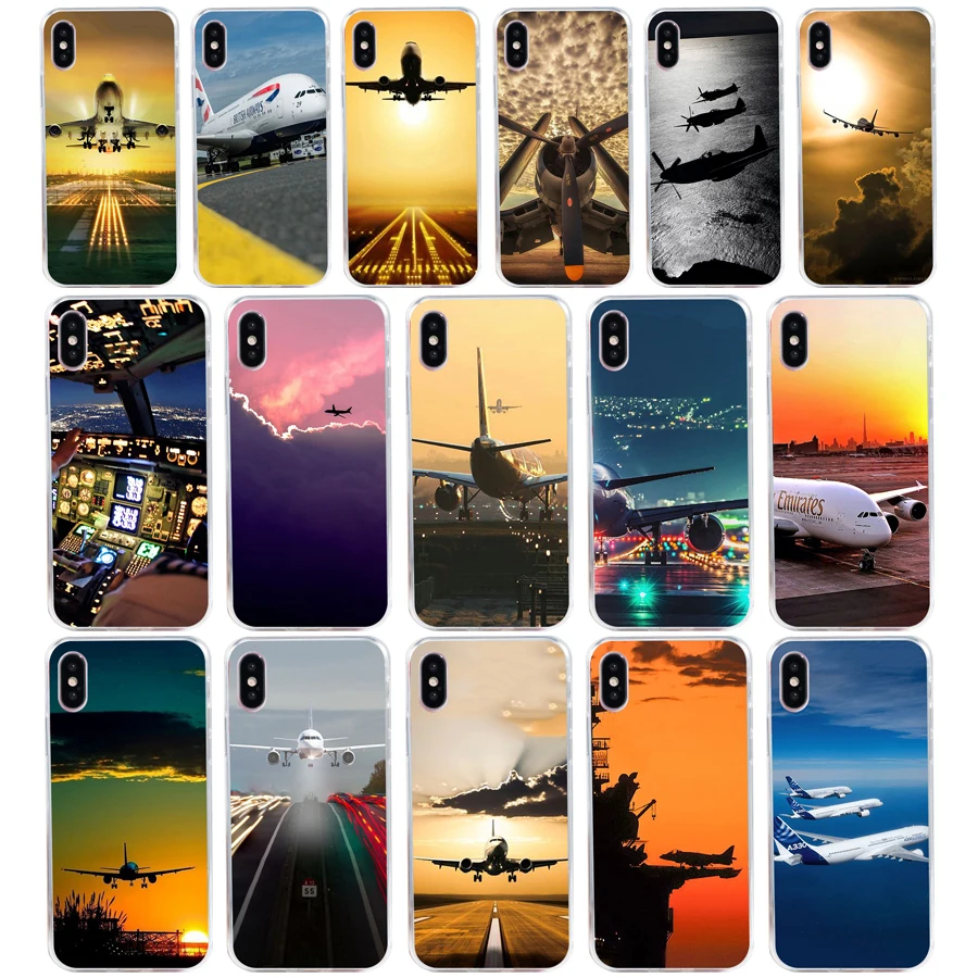 

4G Airplane Takeoff Flight For Cases iPhone X Phone Case Pattern Soft TPU Silicone Cover Case For Apple iPhone X Case