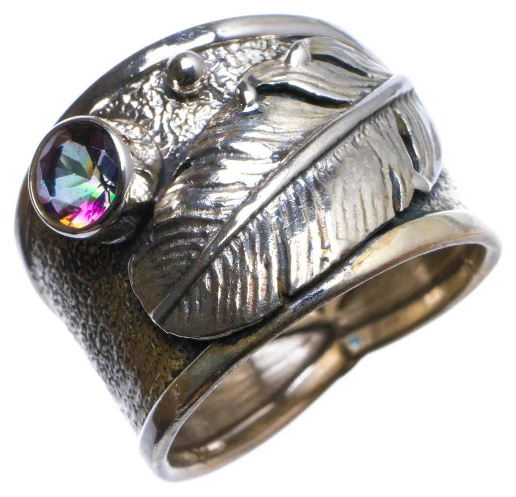 

Natural Mystical Topaz Handmade Unique 925 Sterling Silver Ring, US size 6.75 X2346