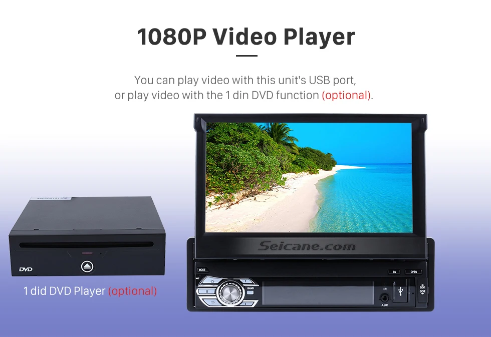 Android DIN Sistemi Bluetooth 7 satan kitap CD Stereo Araba DVD "HD MP3 Tek GPS Autoradio 6.0 çok En ayna OYNATICI Bağlantı Müzik WIFI 1 NAV Seicane 17 Android DIN Sistemi Bluetooth 17