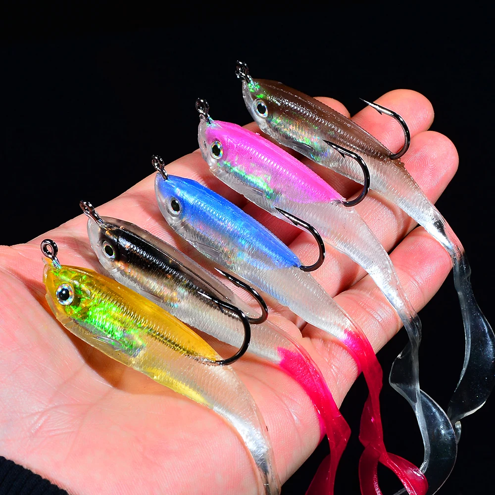 

5PC JIG Hook Soft Bait 5 Color Fishing Lure 10cm-3.9" Fishing Bait 14.7g-0.52oz Fishing Tackle Package Lead Fish DW6036