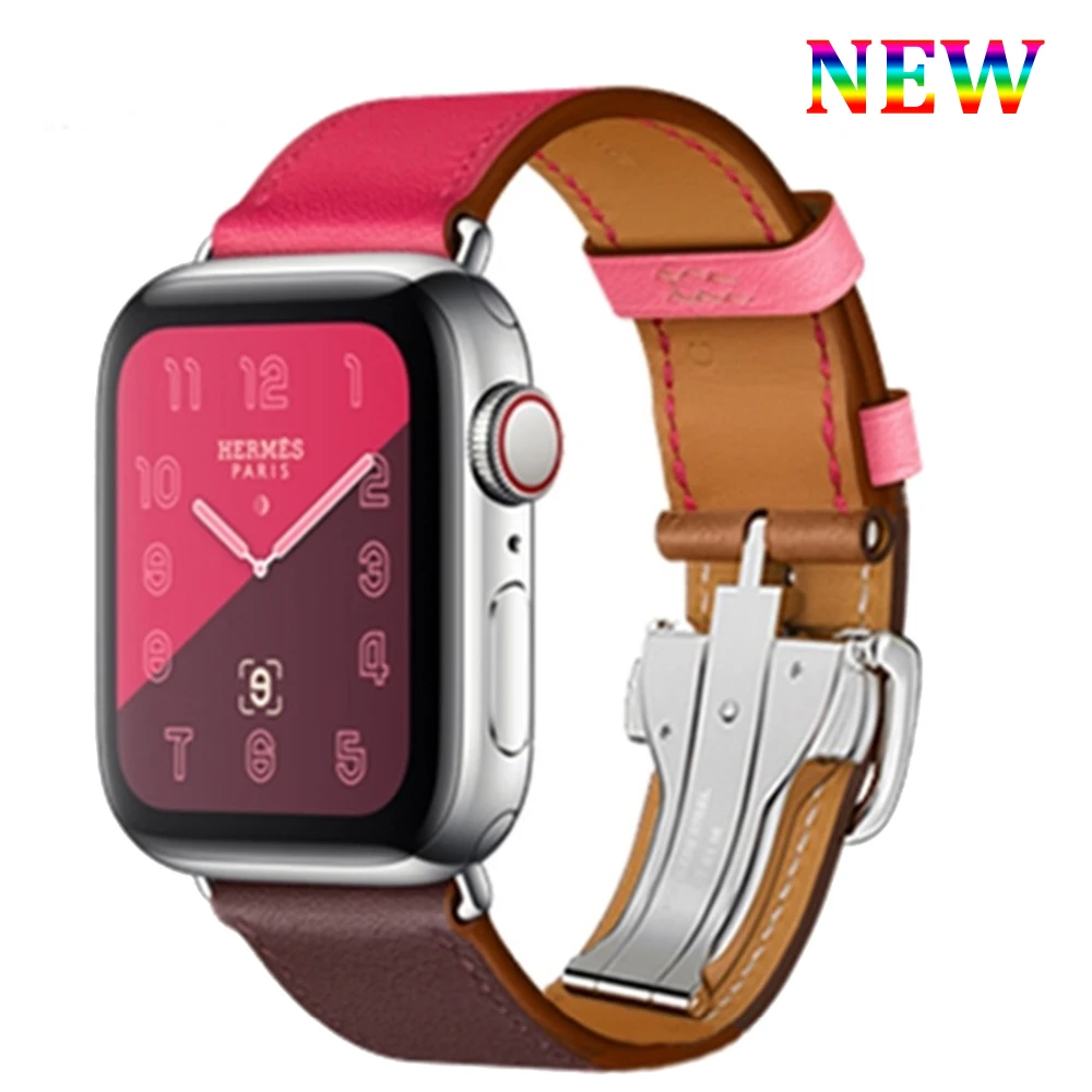 Кожаный ремешок для apple watch 44 мм 38 часов браслет с пряжкой серия iwatch 6 3 5 4 SE 40 42