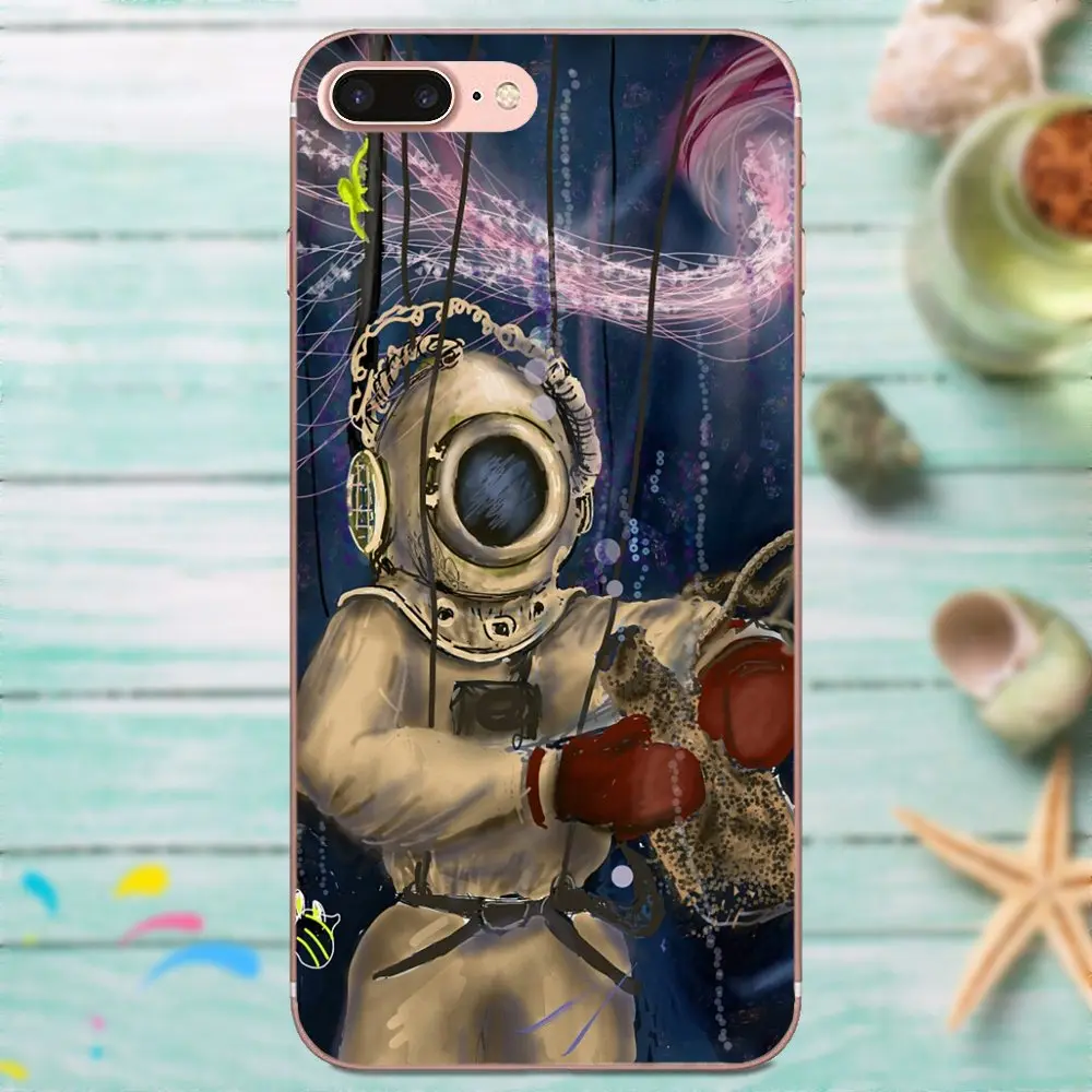 Чехол для задней панели телефона Apple iPhone X XS Max XR 4 4S 5 5C 5S SE 6 6S 7 8 Plus подводный шлем