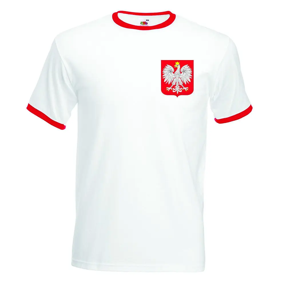 Новинка, Мужская хлопковая футболка с короткими рукавами и принтом, Koszulka Polka Poland Footballer, футболка с принтом Ringer, белые простые футболки - Цвет: Белый