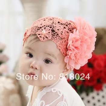

10pcs Wholesale 2016 Flowers Baby Headband Baby Girl Lace Pearl Hairbands Girl Headwear Children Kids Accessories Free Shipping